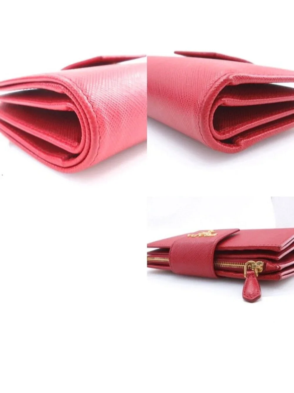 Prada Logo Flap Bifold Wallet Saffiano Leather